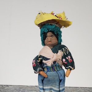 Hand Spun Hand Sewn Ethnic Doll Figurine made in Guatemala