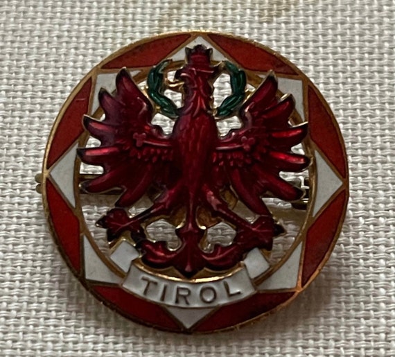 Vintage Tirol Austria Pin Red Eagle Hat or Lapel … - image 1