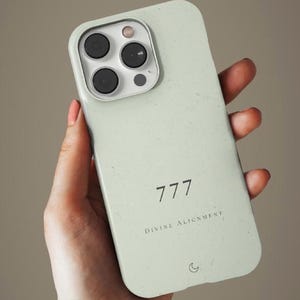 Étui de téléphone avec numéro 777 - Alignement divin - Étui esthétique sauge pour iPhone - Cadeau spirituel