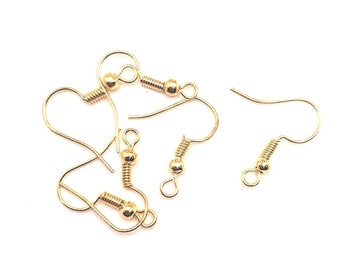 100 or 500 BULK KC Gold Fish Hook Earring Wires, Light Gold French Hook Earrings, Wholesale Findings | Ships Immediately from USA | KC018