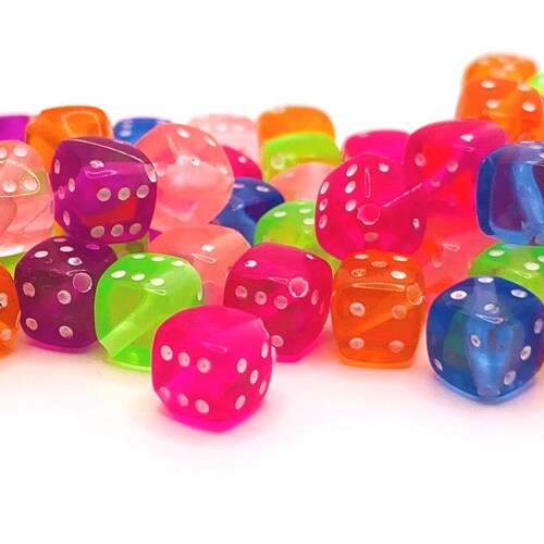 4 20 or 50 BULK Colorful Dice Beads Rainbow Spacer Charm Etsy