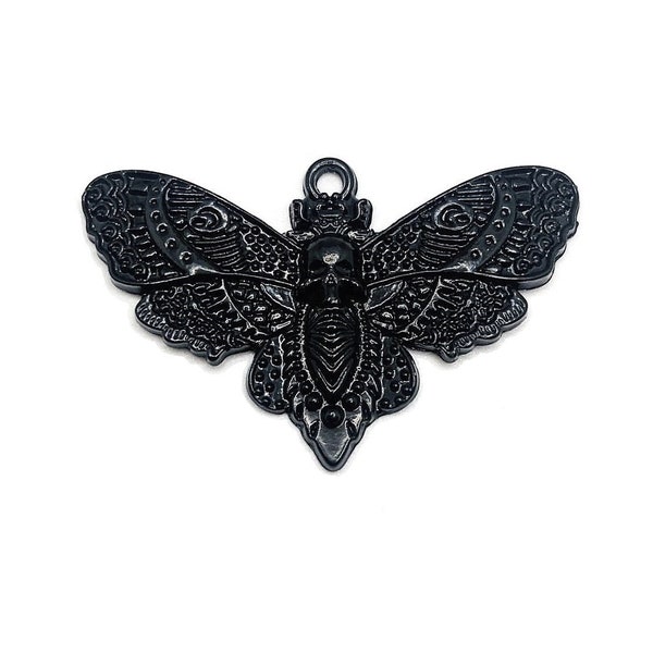 1, 4 or 20 BULK Black Moth Charms, Decorative Moth, Deaths Head Moth,  21 x 45 mm | Ships Immediately from USA | BK1320