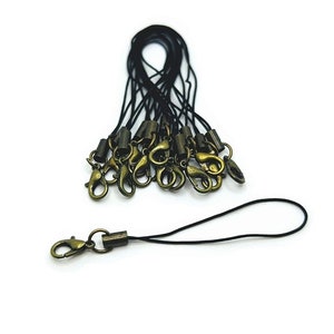 4, 20 or 50 BULK Black and Bronze Cell Phone Straps, Phone Lanyard, Wrist Strap, 67mm | Ships Immediately from USA | BR476