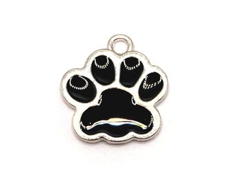 BULK 50 Paw print charms silver tone A199