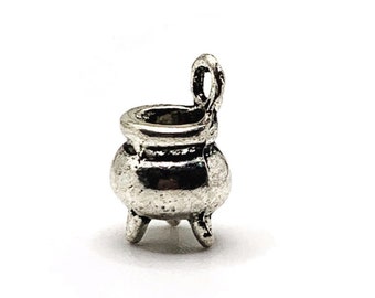4, 20 or 50 BULK Silver Cauldron Charms, Wizard Charm, Witch, Halloween, 3D, 12x9mm | Ships Immediately from USA | AS464