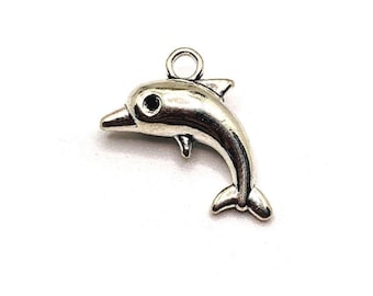 Believe with Dolphins silver necklace small handmade fine silver dolphin charm on sterling chain with length options