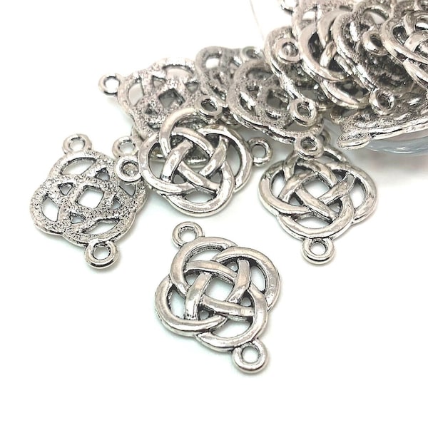 4, 20 or 50 BULK Celtic Knot Connector Charms, Silver Knot Connectors, 18x25 mm | Ships Immediately from USA | AS1313