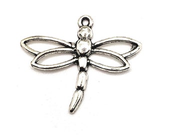 garden CHARM bug nature clear PENDANT DRAGONFLY silver crystals insect