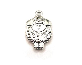 Antique Silver Plated Jewelry Making Charms Sheep Lamb Cabochon Frame Goat 