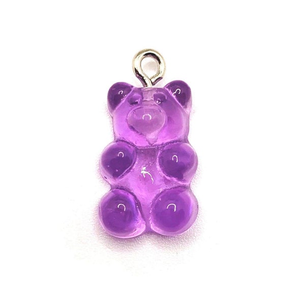 4, 20 or 50 BULK Purple Gummy Bear Resin Charms, Bubblegum Chunky Charms, Candy Charm, 10x16mm | Ships Immediately from USA | PR847