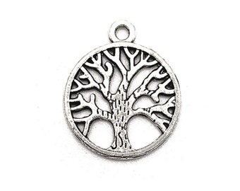L12 20 antique silver life tree disc charms  charm coin pendant pendants