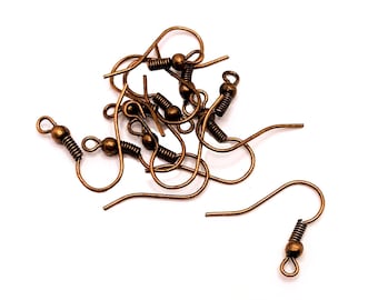 100 or 500 BULK Copper Fish Hook Earring Wires, French Hook Earrings, Wholesale Findings, 20 x 18mm | Ships Immediately from USA | AC018