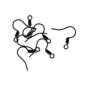 100 or 500 BULK Black Fish Hook Earring Wires, French Hook Earrings, Wholesale Findings, 16x15mm | Ships Immediately from USA | BK855