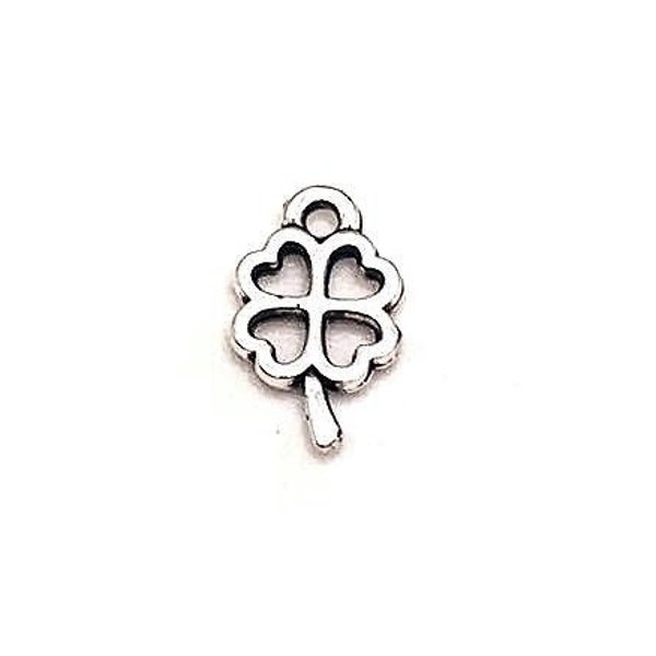 4, 20 or 50 BULK Tiny Silver 4 Leaf Clover Charms, Double Sided, Luck Charms, Irish Charm | Ships Immediately from USA | AS1302