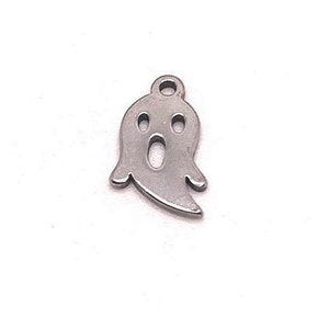 1, 4, 20 or 50 BULK Small Stainless Steel Ghost Charms, Silver Halloween Ghost | Ships Immediately from USA | SS1204