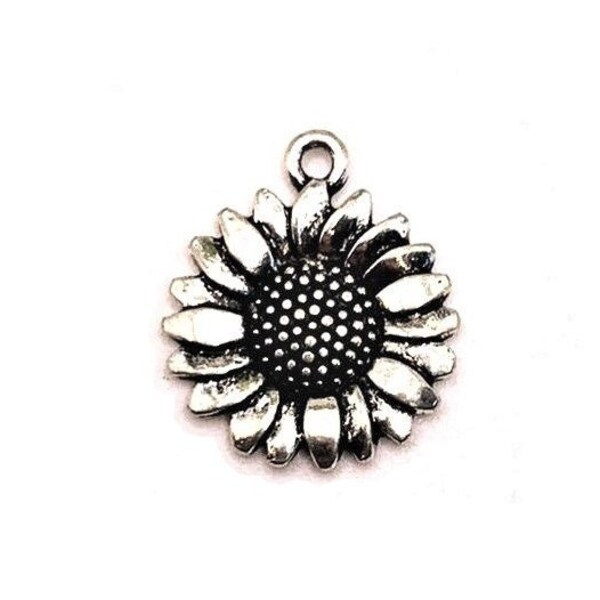 1, 4, 20 or 50 BULK Sunflower Head Charms, Summer Flower, Floral | Ships Immediately from USA | AS1363