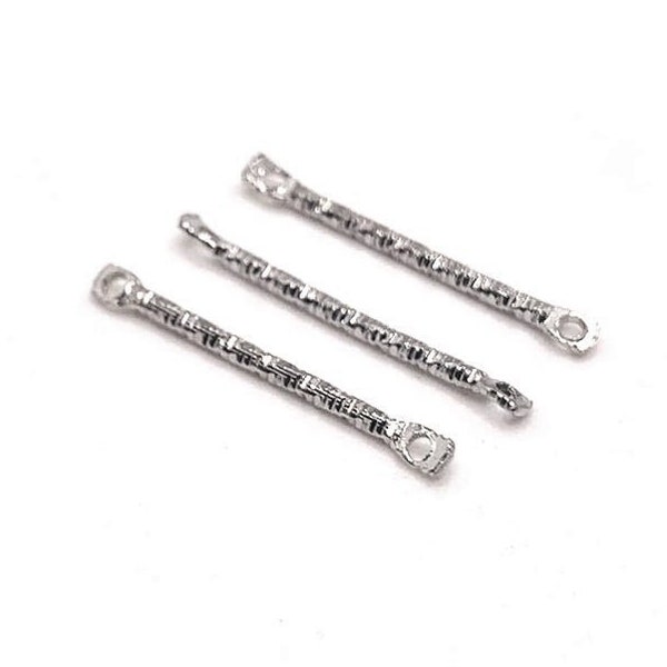 4, 20 or 50 BULK Decorative Antique Silver Bar Connectors, two hole links, 17 x 2 mm | Ships Immediately from USA | AS1269