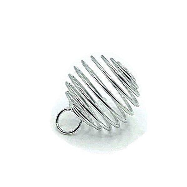 4 or 20 BULK Antique Silver Spiral Bead Cages, Captive Bead Cage, Lantern Beads, Large Spiral, 25mm | Ships Immediately from USA | AS591