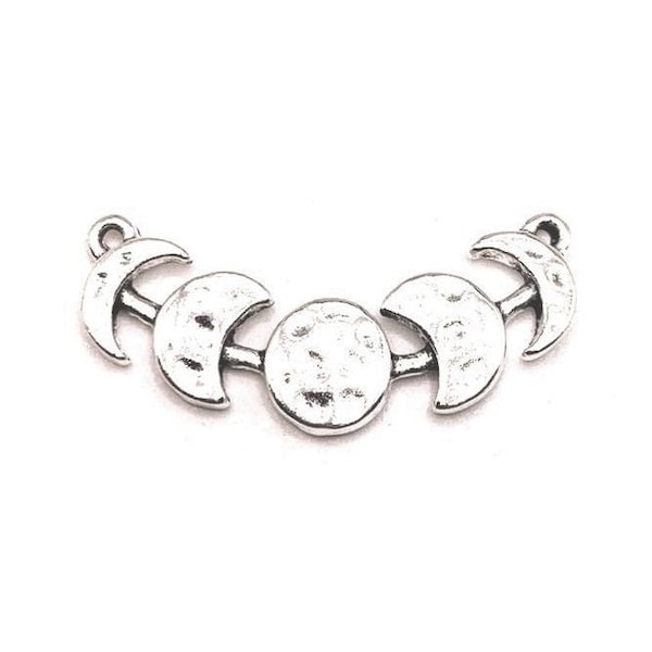 1, 4, 20 or 50 BULK Antique Silver Moon Phases Connector Charms, 6x31mm  | Ships Immediately from USA | AS1424