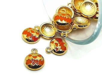 4, 20 or 50 BULK Gold Jack O Lantern Charms, Pumpkin Charm, Halloween | Ships Immediately from USA | GL1160