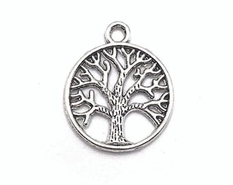 Tree of Life pendant beads BULK 25 Tree Charms Wholesale Tree Branch Tag pendant beads Antique Silver 12X21mm CM0788S