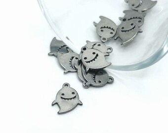 1, 4, 20 or 50 BULK Small Stainless Steel Grinning Ghost Charms, Silver Halloween Ghost | Ships Immediately from USA | SS1203