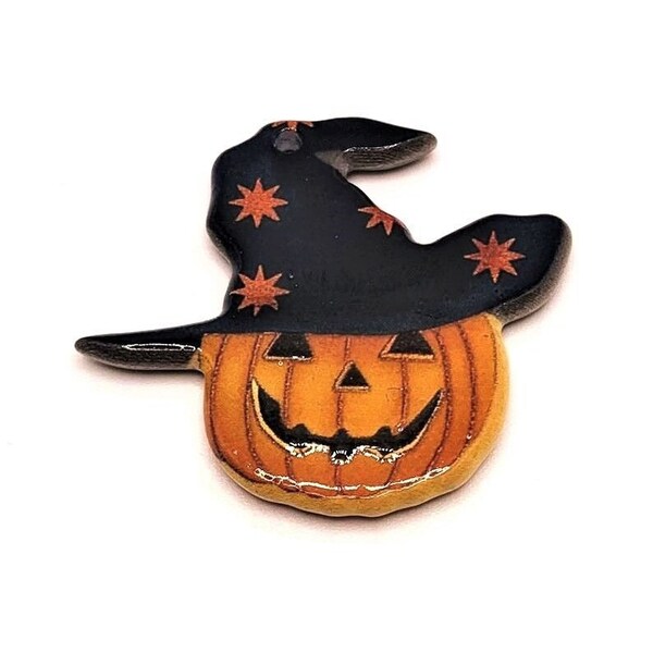 1, 4 or 20 BULK Acrylic Jack O Lantern in Witch Hat Pendants, Halloween Charms, Large Pendant | Ships Immediately from USA | BW1579