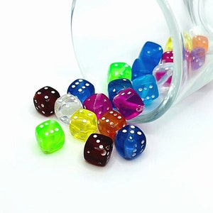 4, 20 or 50 BULK Colorful Dice Beads, Rainbow Spacer Charm, Las Vegas Gambler, 8x8mm | Ships Immediately from USA | MC947