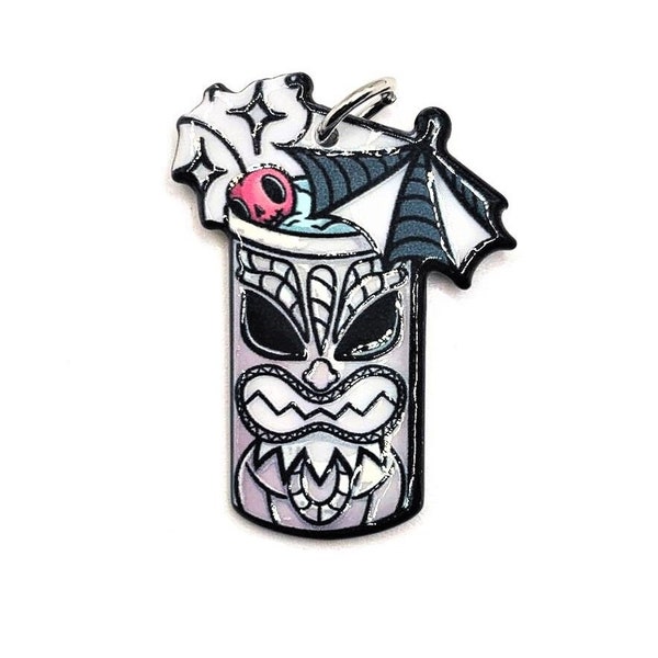 1, 4 or 20 BULK Spooky Summer, Beach Charm, Summer Drink, Mai Tai, Tiki , Acrylic Charm - Double Sided | Ships Immediately from USA | WH1454