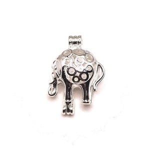 4 or 20 BULK Bright Silver Tibetan Elephant Lockets, Aromatherapy, Essential Oil Diffuser Bead holder | Ships Immediately from USA | SL1079