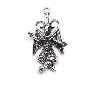 1, 4 or 20 BULK 3D Silver Baphomet Pendants, Satan Charm, Satanic, Lucifer, Halloween Devil| Ships Immediately from USA | AS1330