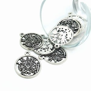 4, 20 or 50 BULK Silver Tetragrammaton Pentacle Charms, Hebrew, God, Yahweh, Jehovah Pendant | Ships Immediately from USA | AS964