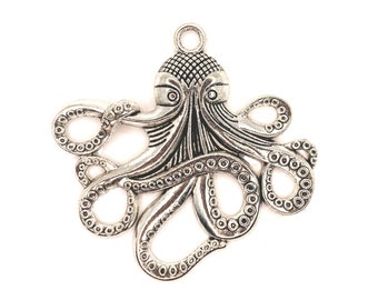 AS450 4 or 20 BULK pcs Silver Octopus Cthulu Charms US Seller