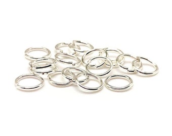 7mm 18gauge 25pcs BRASS Silver Plated Open Jump Rings Findings Earring Necklace