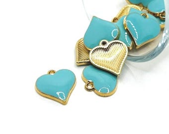 Piece Blue Enamel Heart Charms, Cupid, Valentines Day, 17x16mm |  LB1765