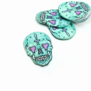 1, 4 or 20 BULK Blue Skull Pendant Charms, Pastel Goth, Halloween Skull| Ships Immediately from USA | BL1223