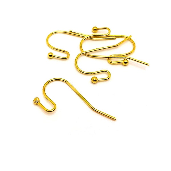 100 or 500 BULK Gold Plated Shepherd Hook Earring Wires, French Hook Earrings, Wholesale Findings | Ships Immediately from USA | GL350