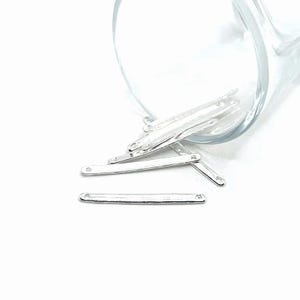 4, 20 or 50 BULK Flat Silver Plated Bar Connectors, two hole links, 33 x 3 mm | Ships Immediately from USA | SL1270