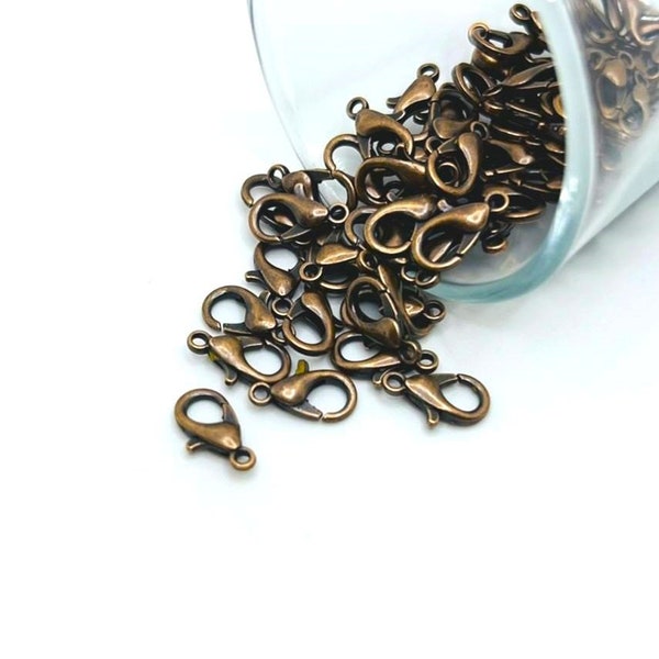 100 or 500 BULK 7x12 mm Antique Copper Lobster Clasps, Claw Clasps, Wholesale Necklace Clasp | Ships Immediately from USA | AC038