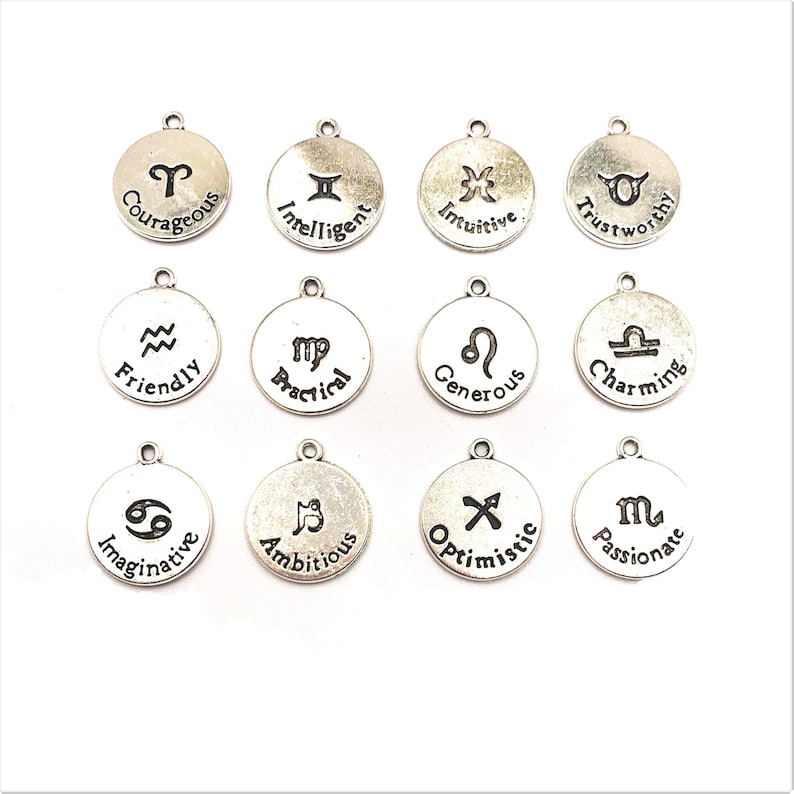 12 or 60 BULK Zodiac Character Charms Astrology Birth Sign Etsy