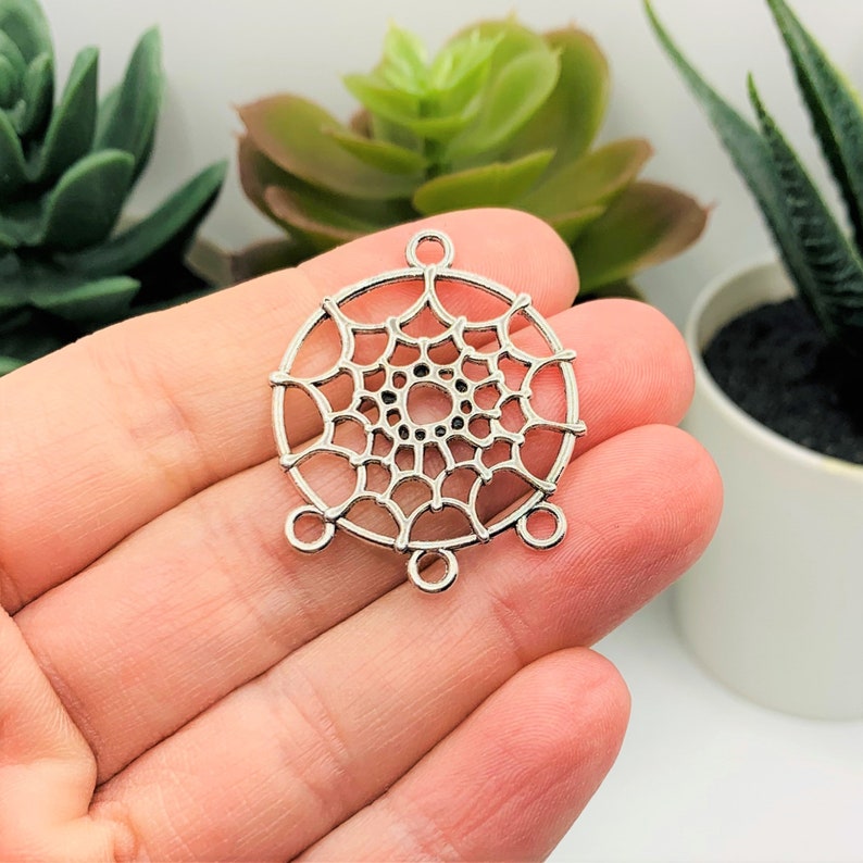 4 20 or 50 BULK Dream Catcher Charms Silver Connector Charm Etsy