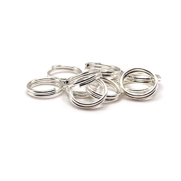 100, 500 or 1,000 BULK 8 mm Split Bright Silver Jump Rings, Wholesale findings, Double Jump Rings | Ships Immediately from USA | SL873
