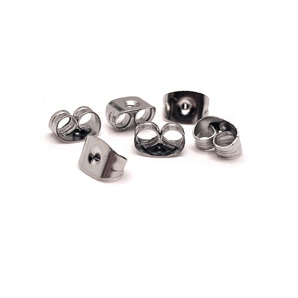 100, 500 or 1,000 BULK Stainless Steel Metal Earring Backs, Butterfly Earring Back, Earring Nuts | Ships Immediately from USA | SS982