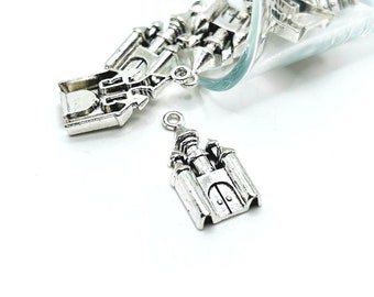 4, 20 or 50 BULK Castle Charms, Silver Castle Charm, Medieval, Fantasy, Wizard, 28x14mm | Ships Immediately from USA | AS707