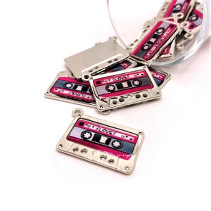4, 20 or 50 BULK Silver Cassette Charms, Music Charm, Music Tape,  29x19mm | Ships Immediately from USA | RD346