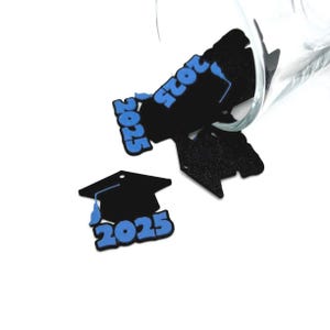 1, 4, or 20 BULK Black and Blue School Colors 2025 Graduation Cap Charms, College, Highschool, Cupcake Topper | Ships Quickly from USA