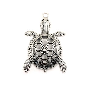 4 or 20 BULK Large Turtle Charms, Diffuser Cover, Marine Sea Charm, Silver Tortoise Pendant, 5.7x3.9cm | Ships Immediately from USA | AS062