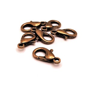 500 BULK Large 8 x 16 mm Antique Copper Lobster Clasps, Plated Claw Clasps, Wholesale Necklace Clasp | Ships Immediately from USA | AC1142