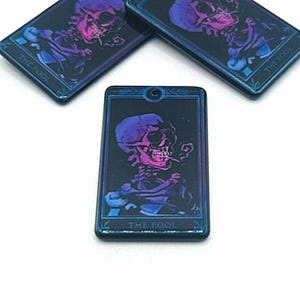 1, 4 or 20 BULK The Fool Tarot Card Charms, Tarot Charm, Wicca, Mystic, Black and Pink - Double Sided | Ships Immediately from USA | BK1447