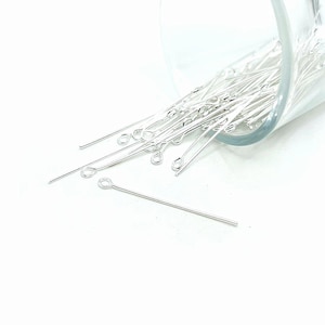 100 or 500 BULK 35mm Silver plated Eye pins, Wholesale Jewelry Findings, Eye Pins, 35mm, 1.38 inch | Ships Immediately from USA | SL019